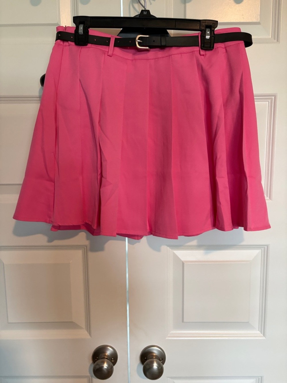 Pink Pleated A-Line Skirt
